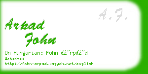 arpad fohn business card